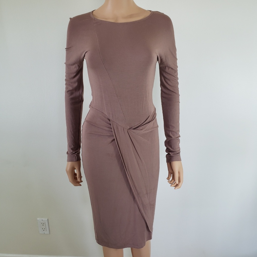 TART Faux Wrap Bodycon Taupe Dress Size S